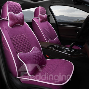 Casual Style Pure Color Soft And Comfy Diamond Patterns Custom Fit Car Seat Covers Anti-skid Wear-resistant Dirt-resistant Durable And Breathable